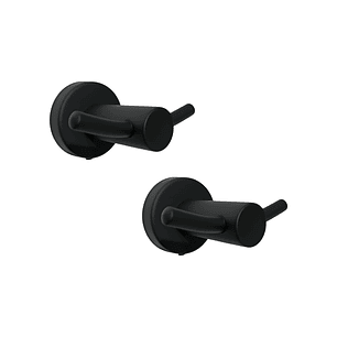 Pack x2 Perchero en Acero Base Redonda Negra Doble Servicio C1343