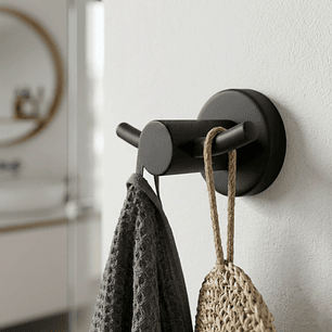 Pack x2 Perchero en Acero Base Redonda Negra Doble Servicio C1343