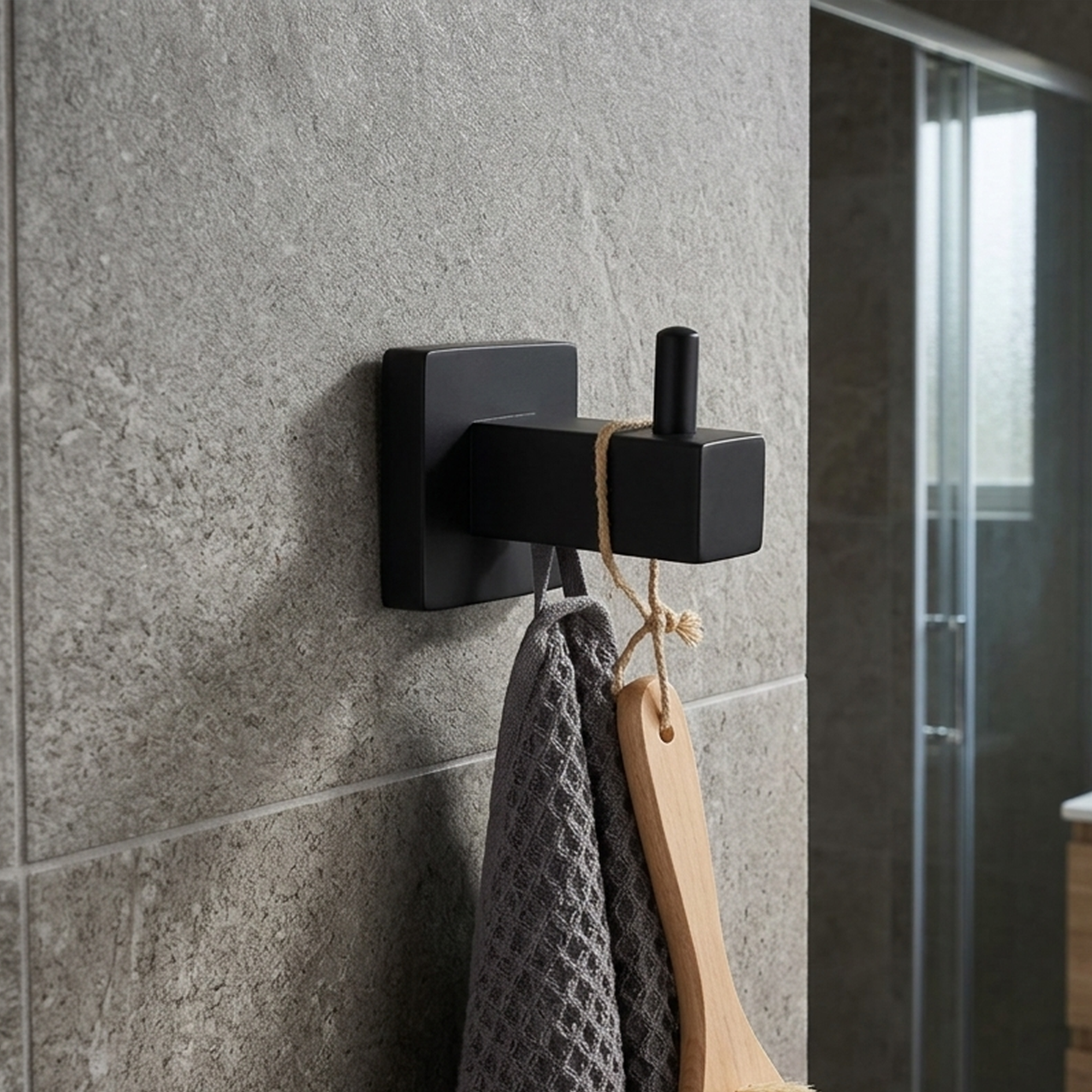 Pack x2 Perchero en Acero Base Cuadrada Negra un Servicio C1346