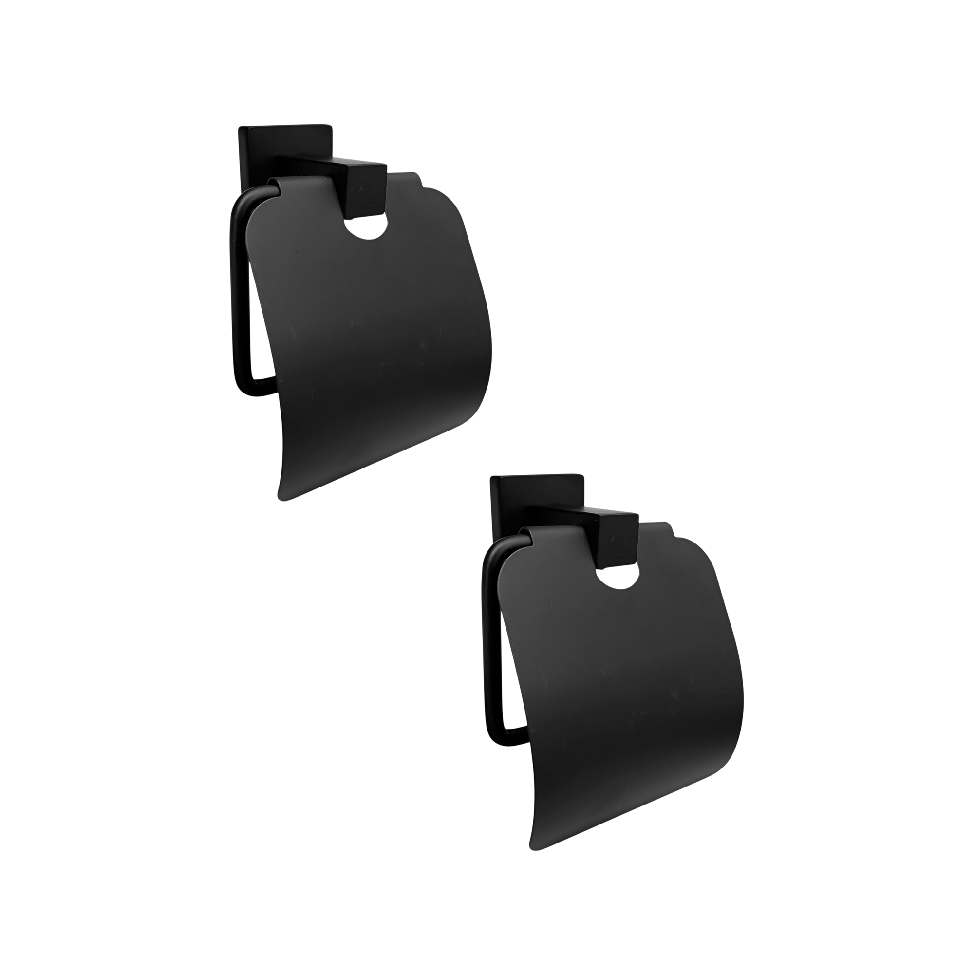 Pack x2 Portarrollo En Acero Base Cuadrada Negra C1347