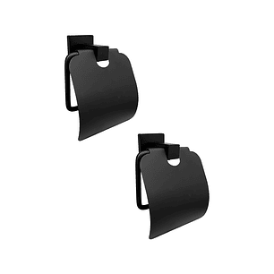 Pack x2 Portarrollo En Acero Base Cuadrada Negra C1347