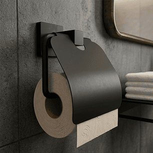 Pack x2 Portarrollo En Acero Base Cuadrada Negra C1347