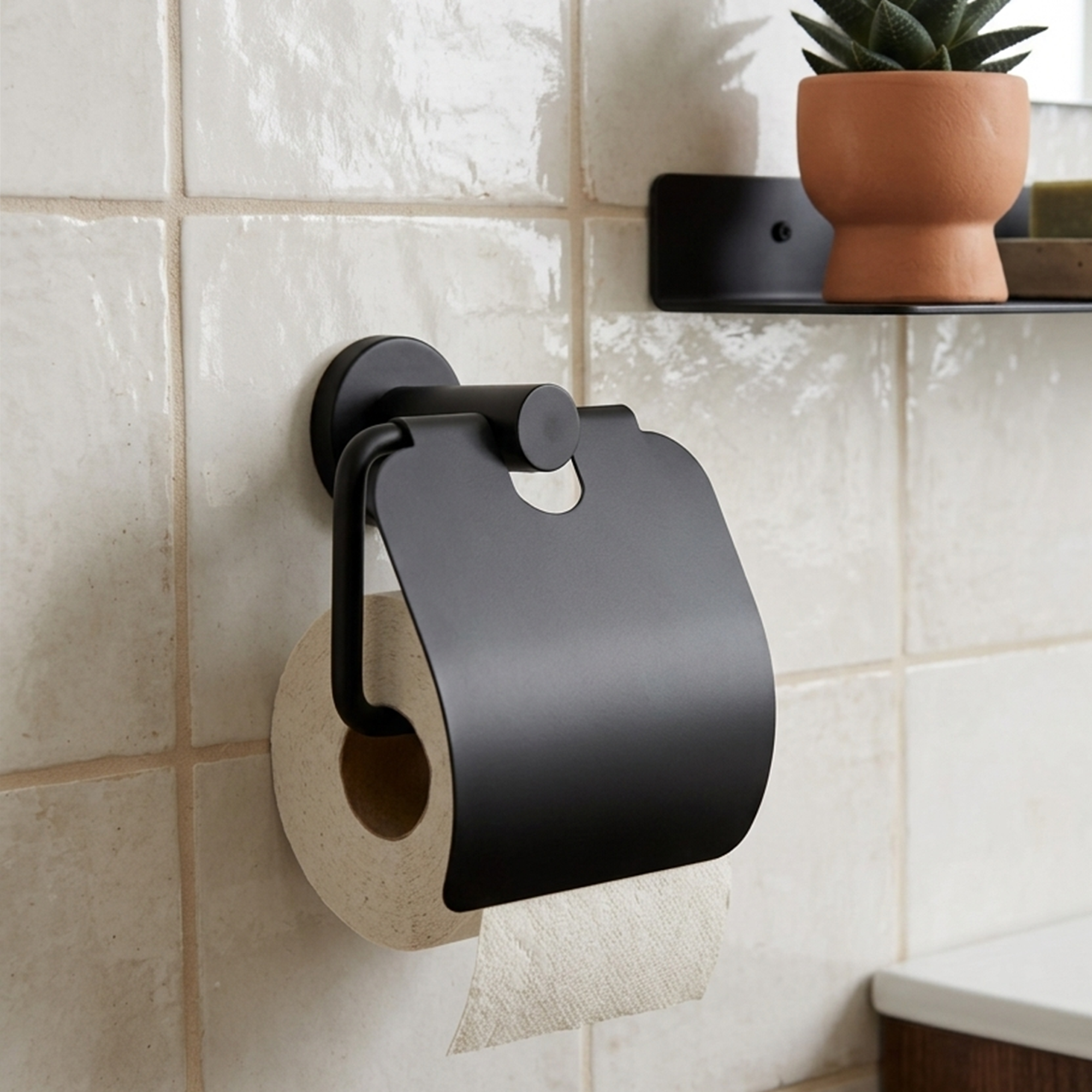 Pack X2 Portarrollo Base Redonda Negra C1348