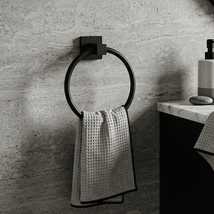 Pack X2 Toallero de Mano en Acero Base Cuadrada Negra C1349