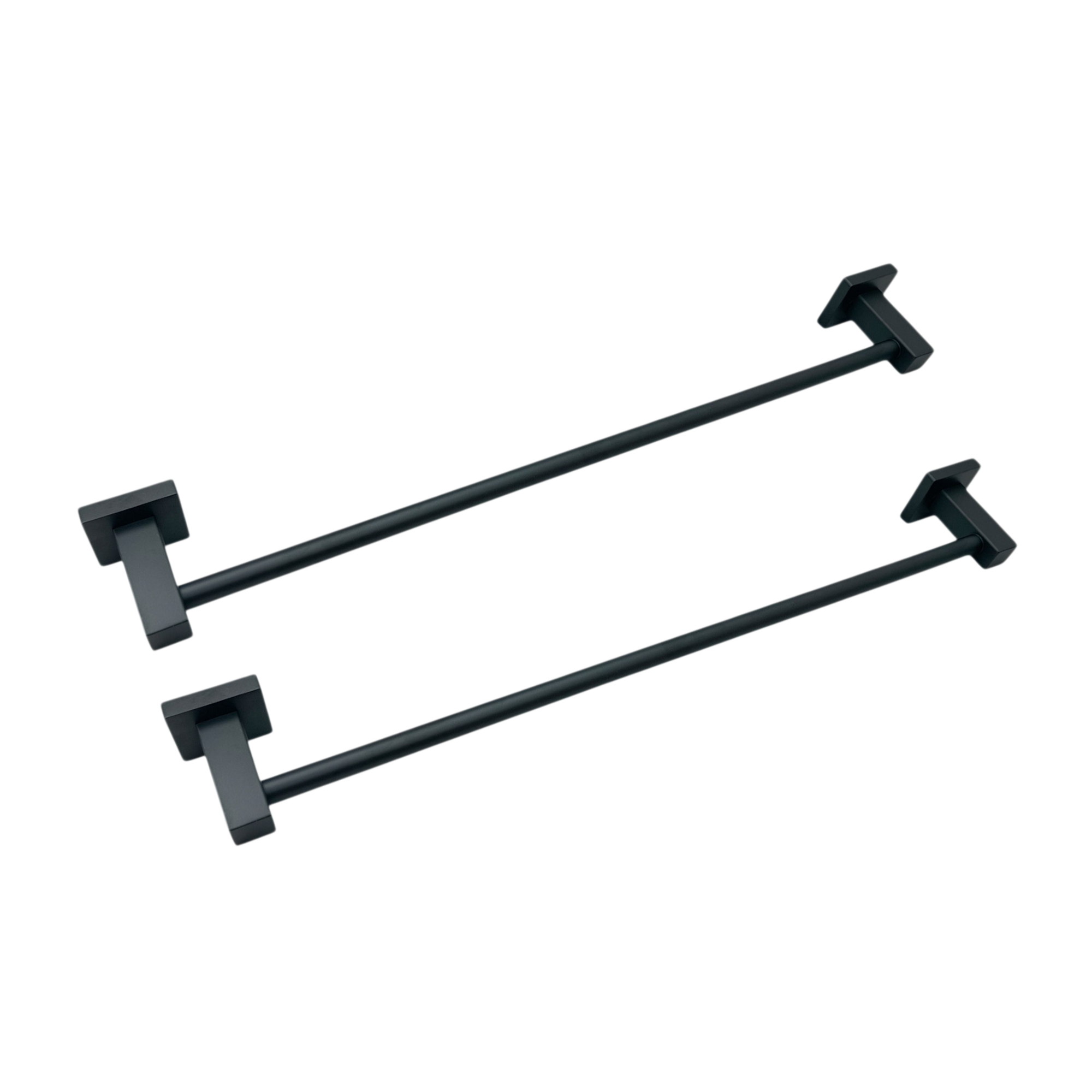 Pack x2 Toallero Barra en Acero Base Cuadrada Negra C1351