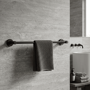 Pack x2 Toallero Barra en Acero Base Redonda Negra C1352