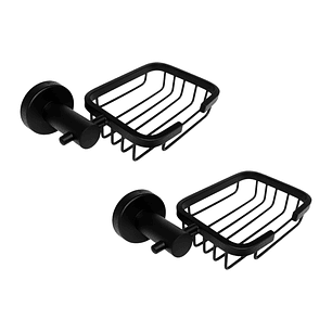 Pack x2 Jaboneras Rejilla en Acero Base Redonda Negra C1353