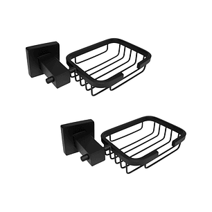 Pack x2 Jaboneras Rejilla en Acero Base Cuadrada Negra C1354