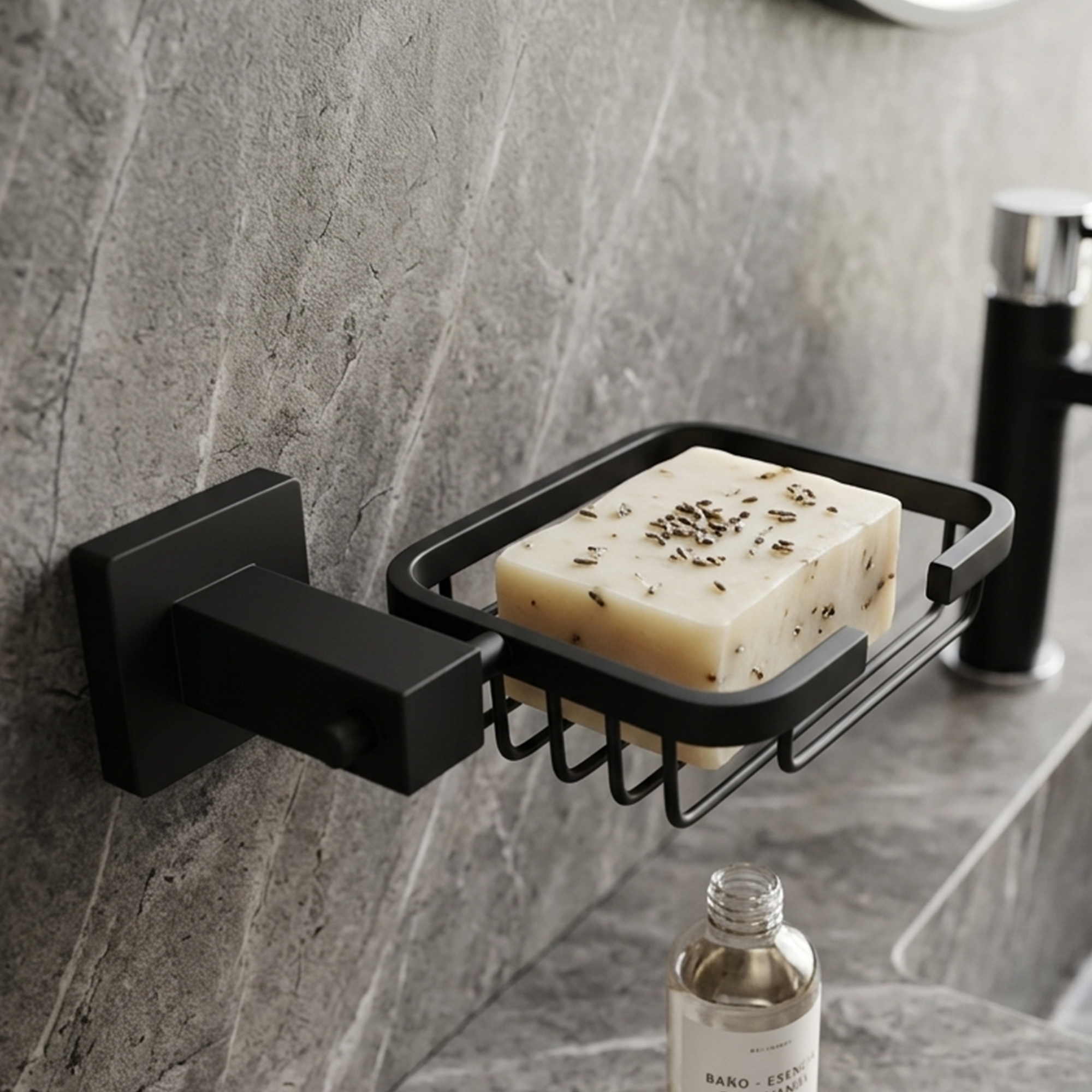 Pack x2 Jaboneras Rejilla en Acero Base Cuadrada Negra C1354