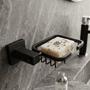 Pack x2 Jaboneras Rejilla en Acero Base Cuadrada Negra C1354