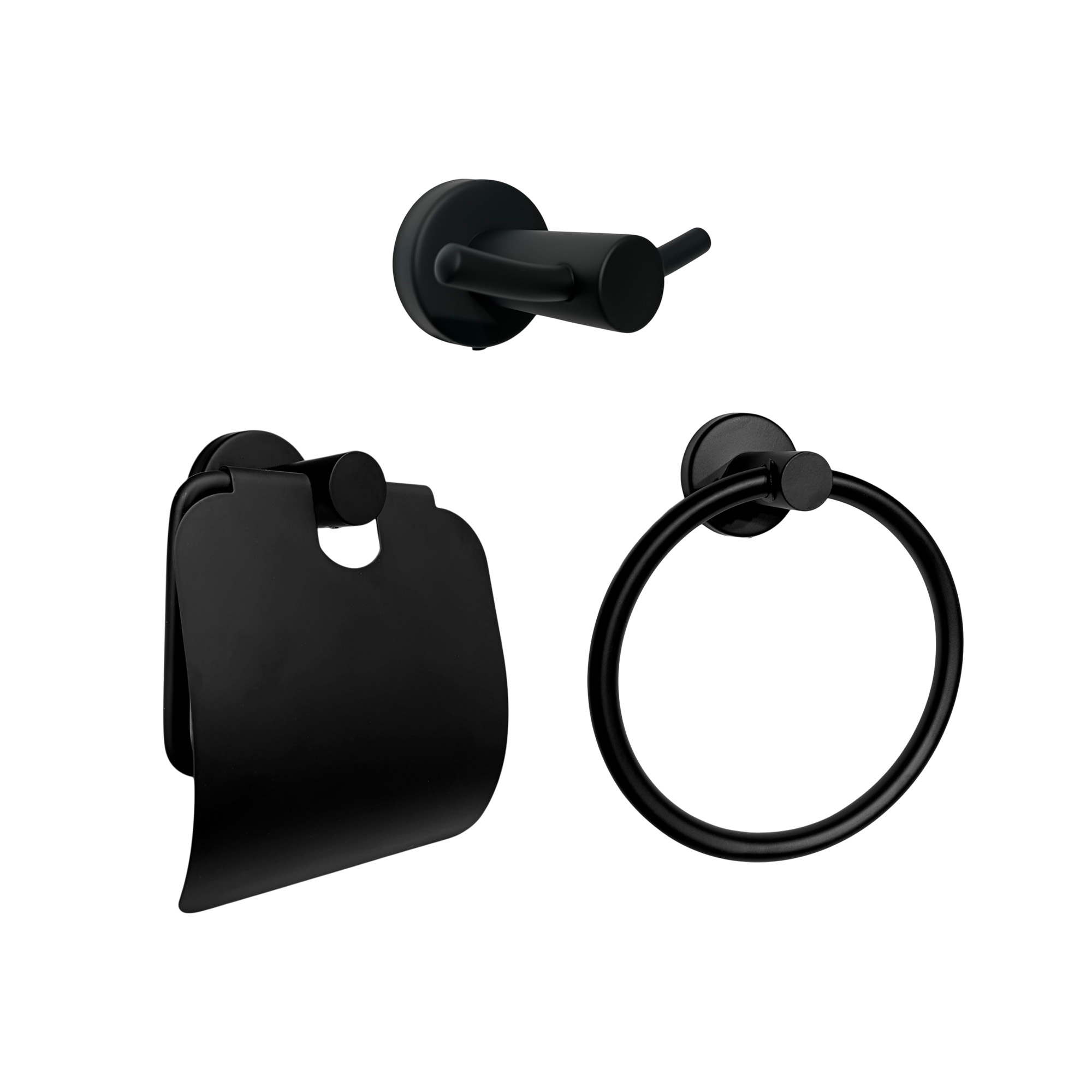 Set Accesorios Baño Negro Redonda X3 Piezas C1318