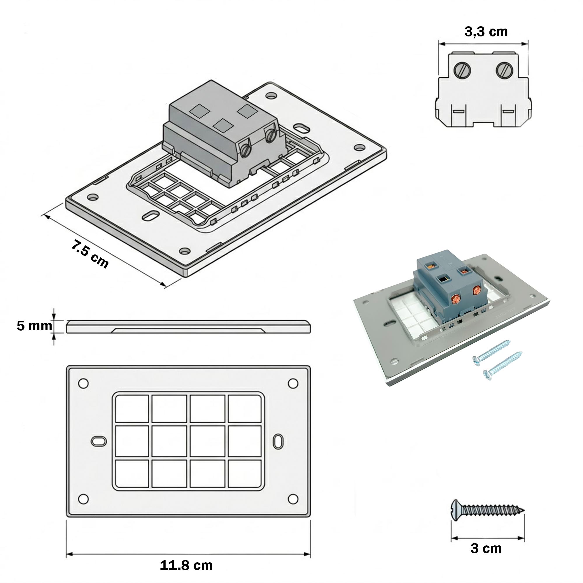 Interruptor Gris Invisible Sencillo