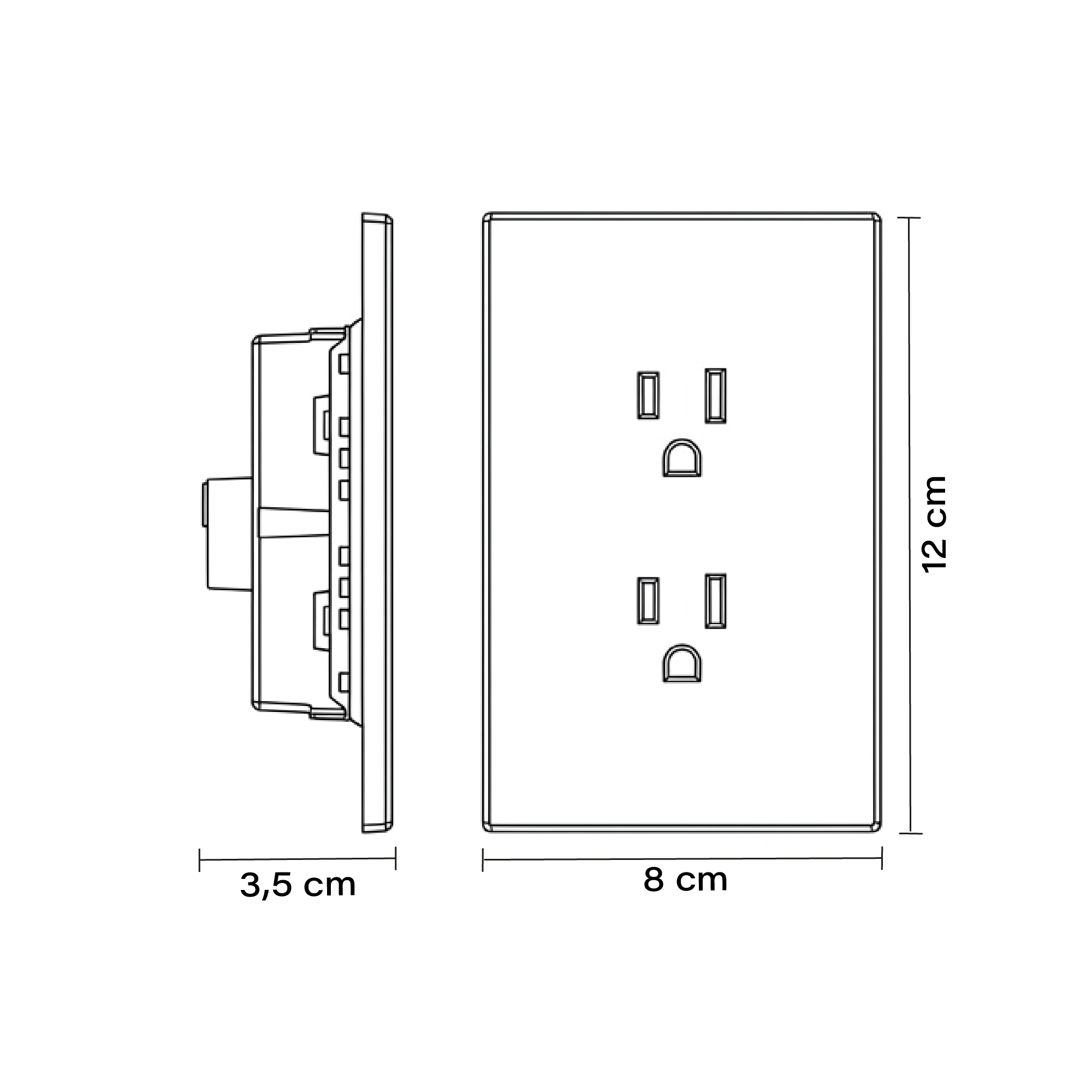 Toma Corriente Invisible Doble Gris