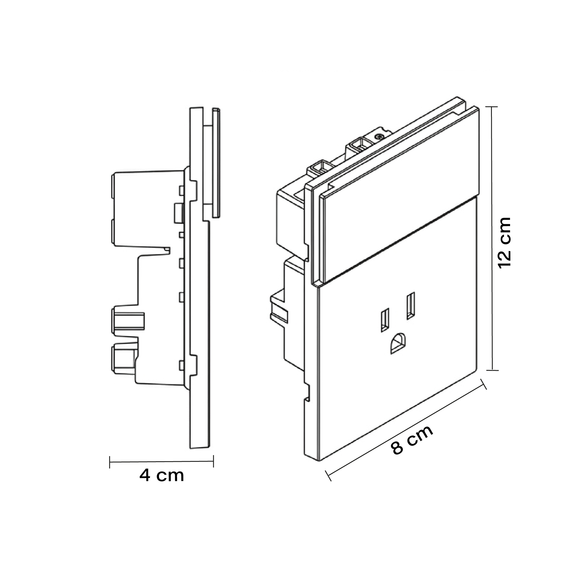 Toma Corriente Invisible + Interruptor Gris
