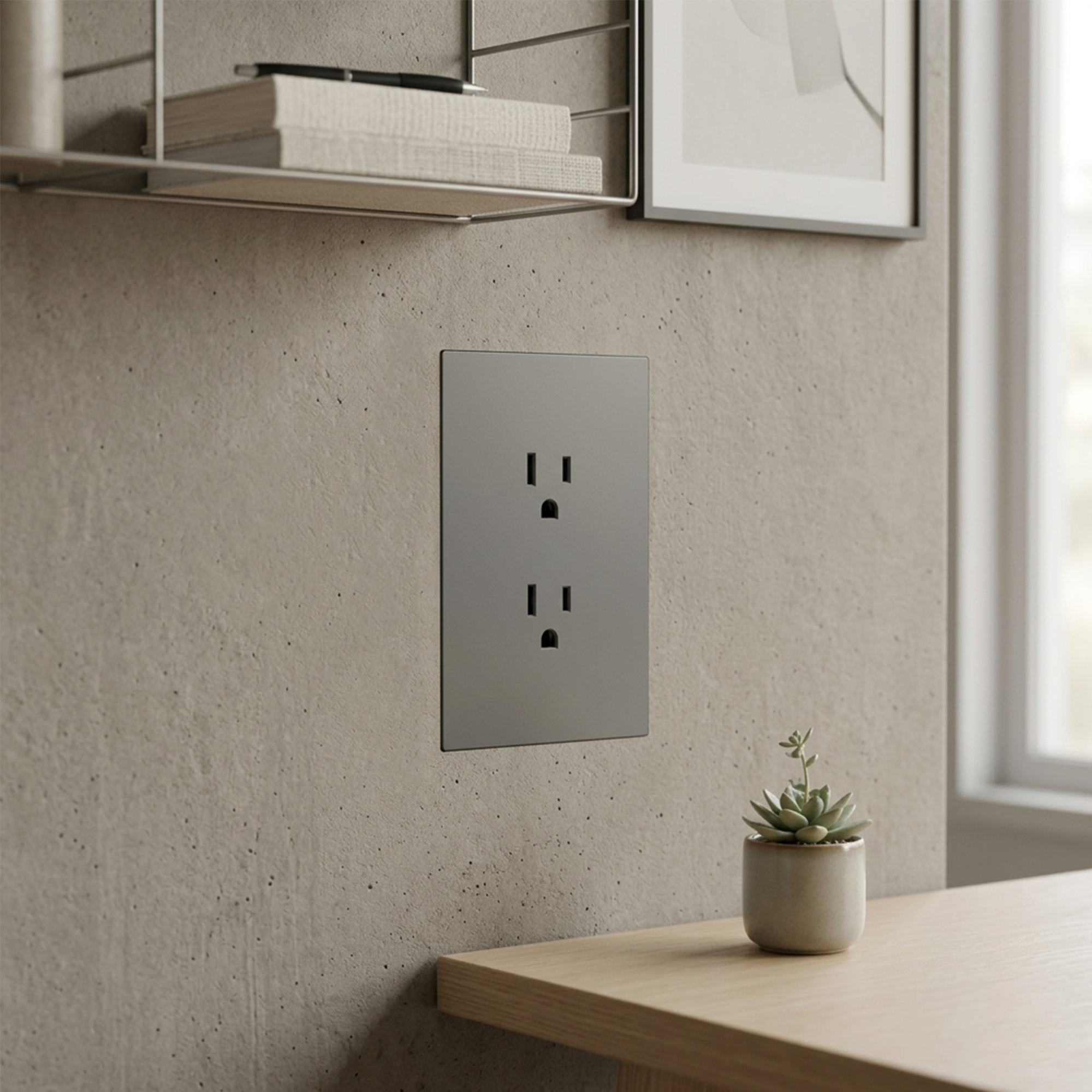 Toma Corriente Invisible Doble Gris