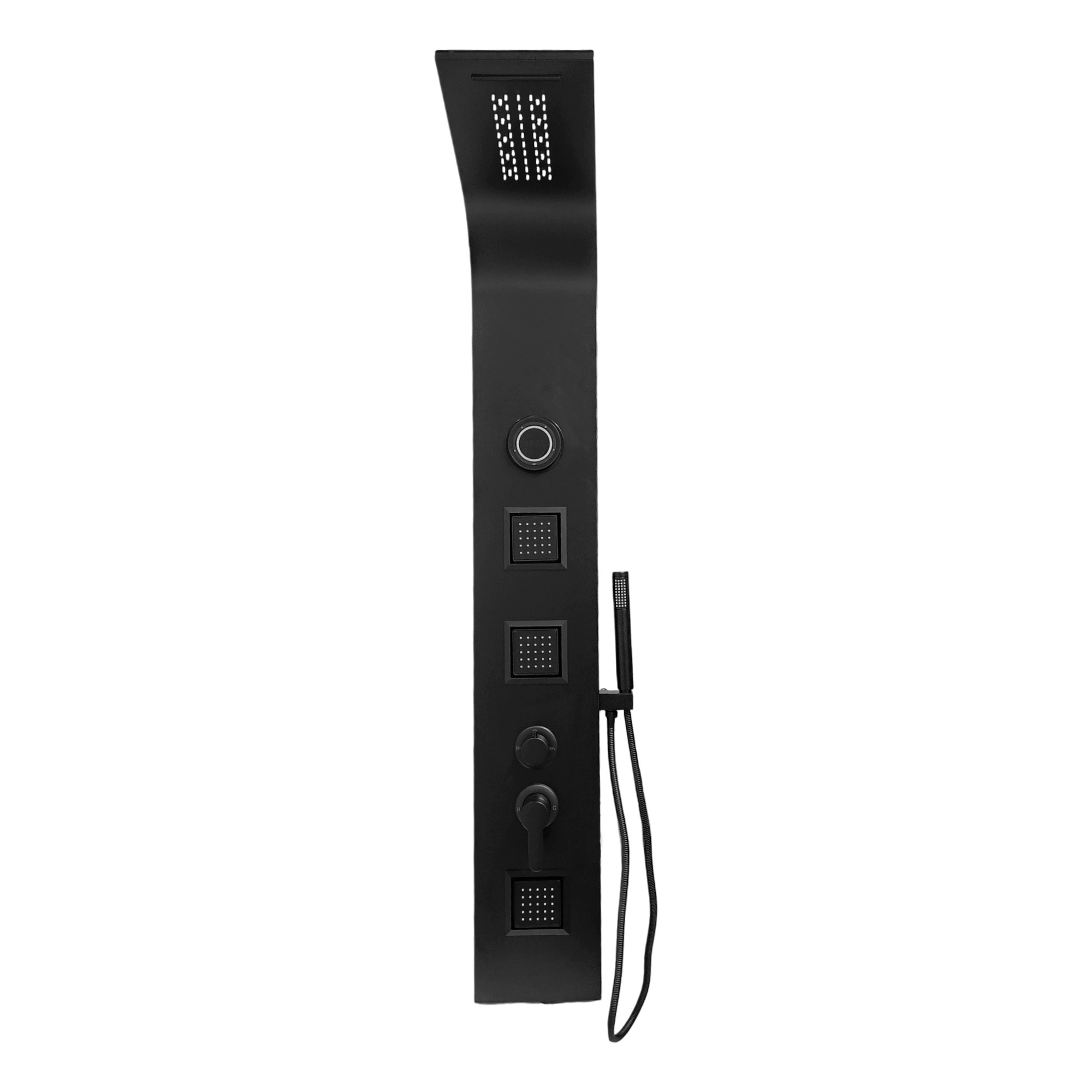 Torre Ducha Para Baño Con Luz Led Y Bluetooth Negra