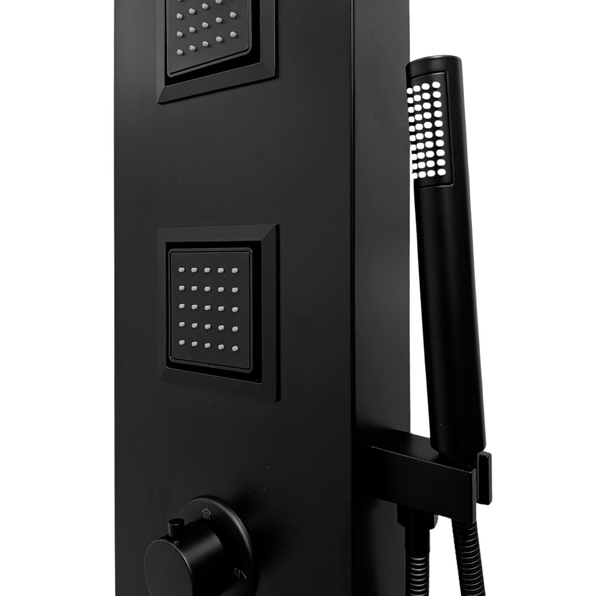 Torre Ducha Para Baño Con Luz Led Y Bluetooth Negra