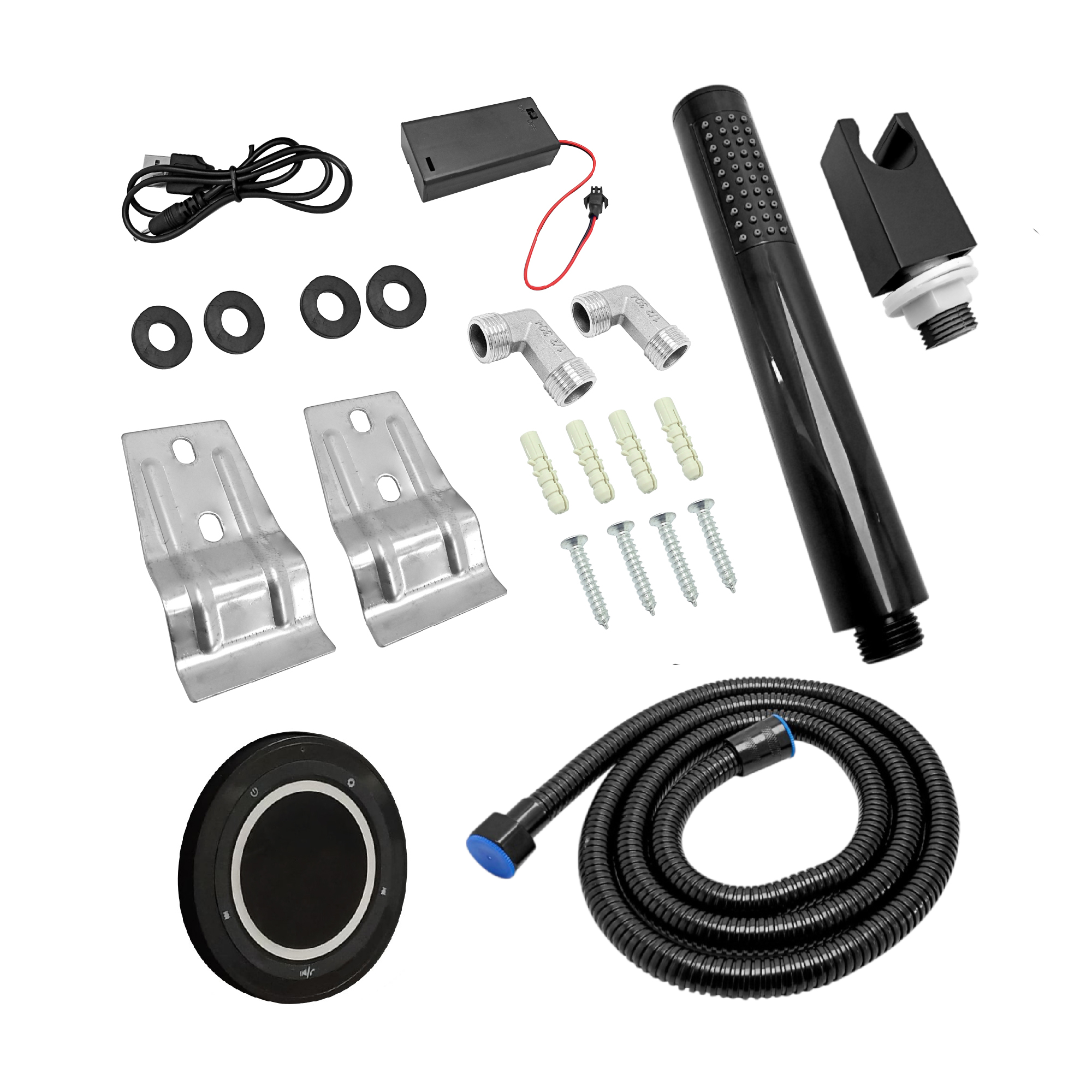 Torre Ducha Para Baño Con Luz Led Y Bluetooth Negra