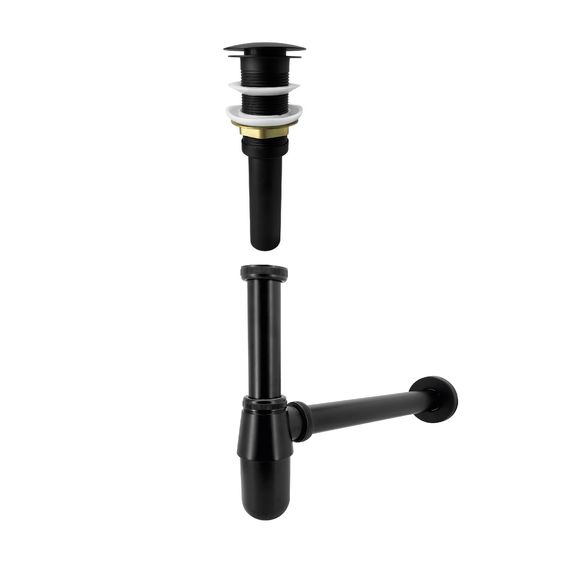 Push Tipo Hongo De Lujo + Desagüe Negro Metálico