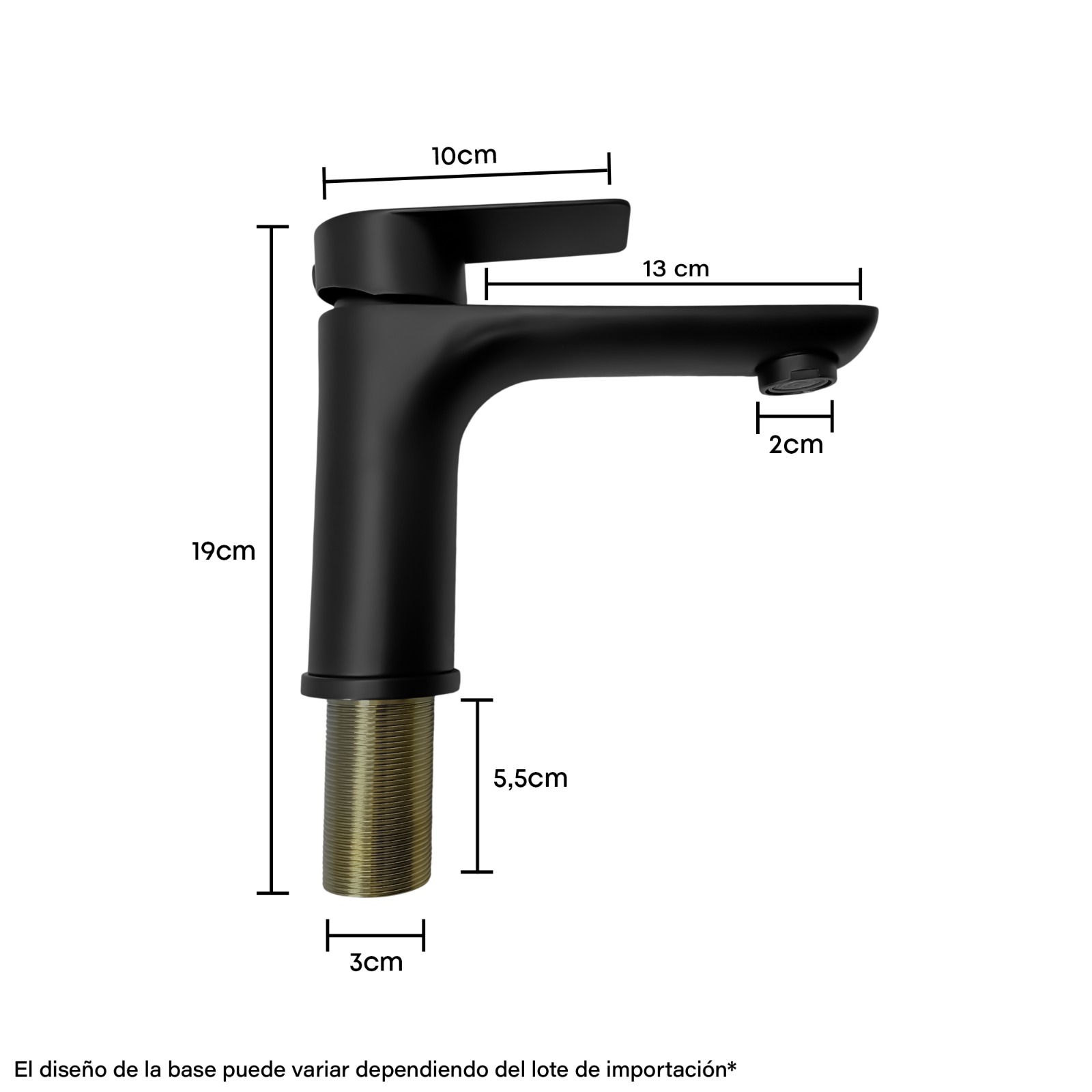 Griferia Lavamanos Mezclador Negra - Leal Baja