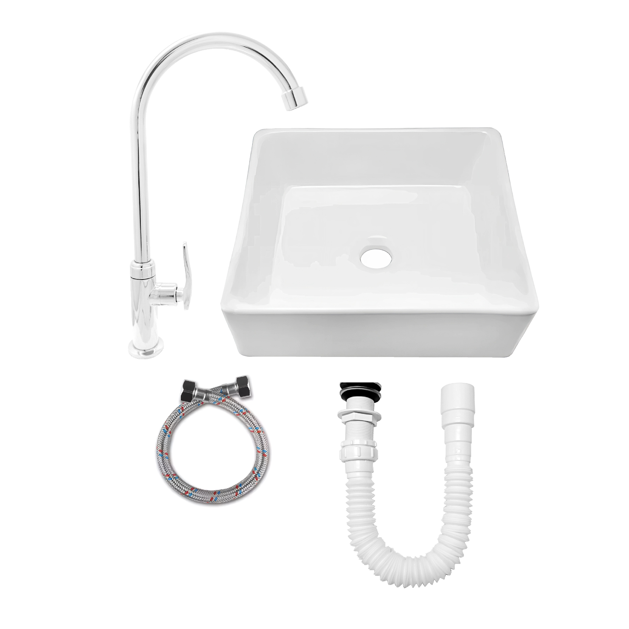 COMBO LAVAMANOS Y GRIFERIA AGUA FRIA C909