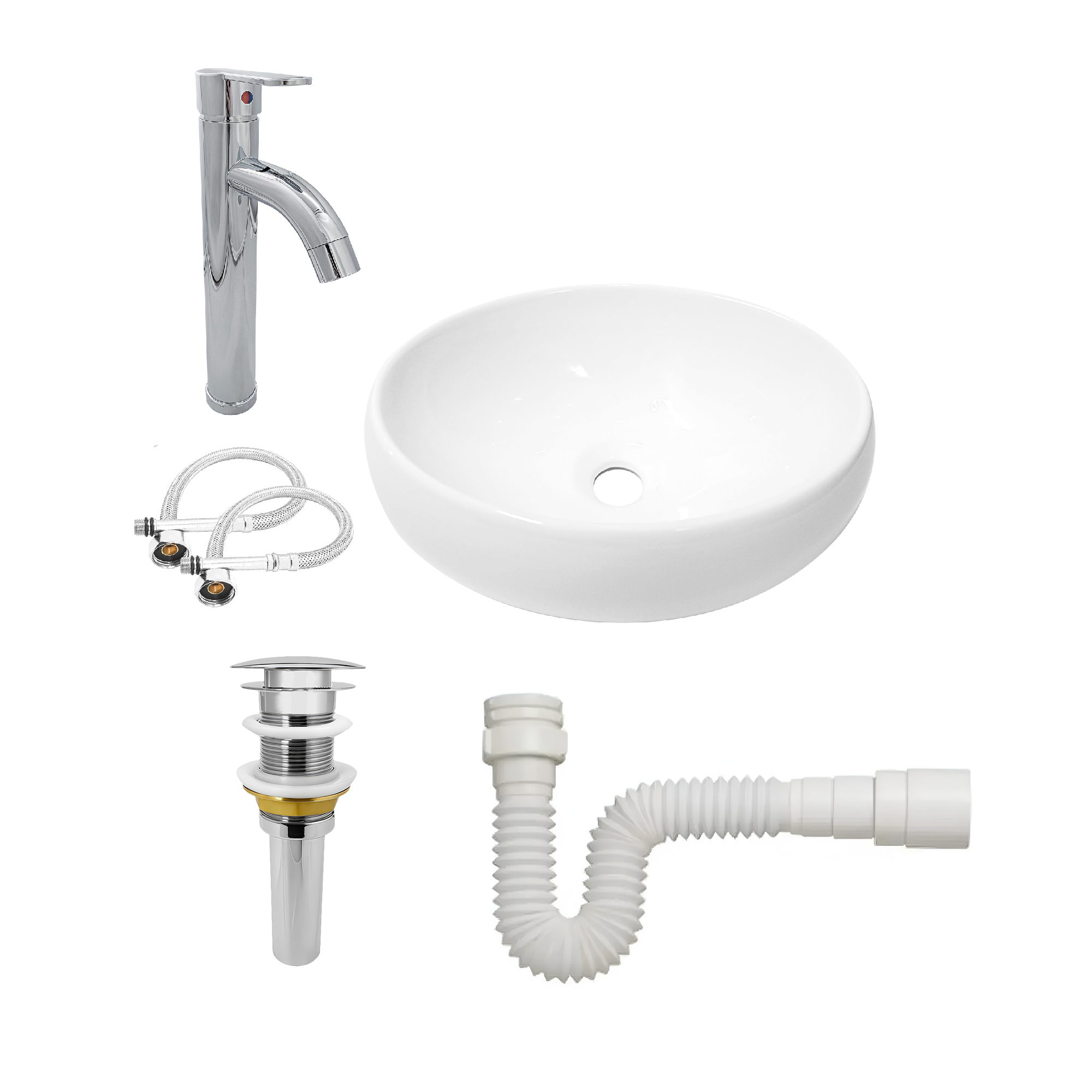 Combo Lavamanos + Grifería Mezclador + Push + Sifón C1251