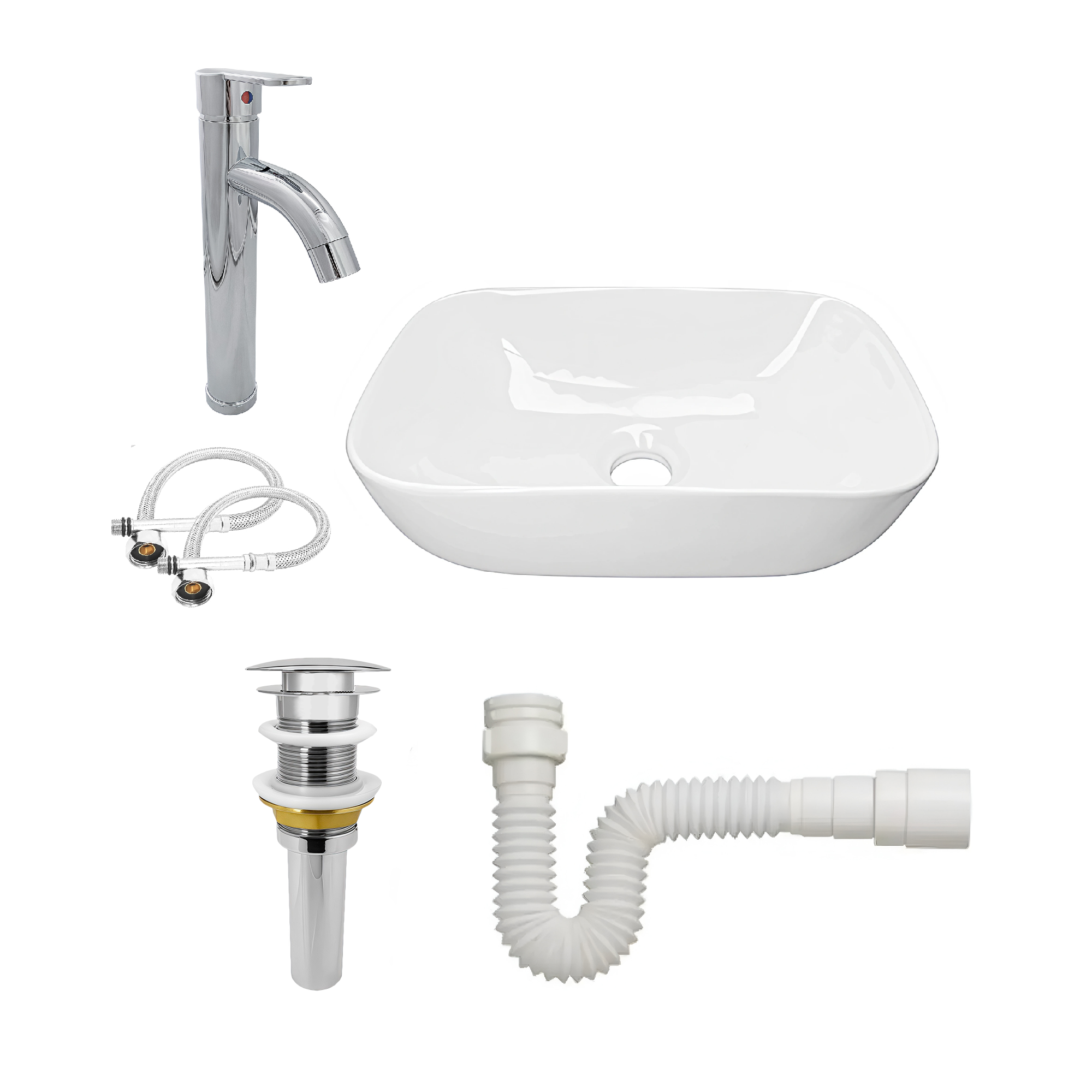 Combo Lavamanos + Grifería Mezclador + Push + Sifón C1252