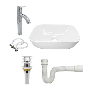 Combo Lavamanos + Grifería Mezclador + Push + Sifón C1252