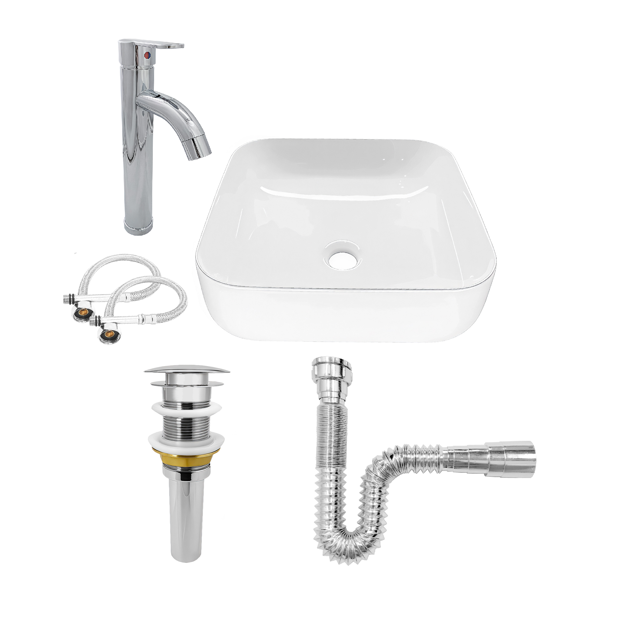 Combo Lavamanos + Grifería Mezclador + Push + Sifón C1253