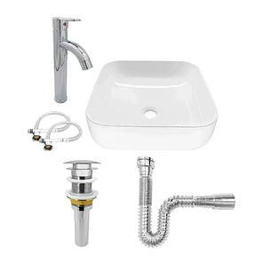Combo Lavamanos + Grifería Mezclador + Push + Sifón C1253