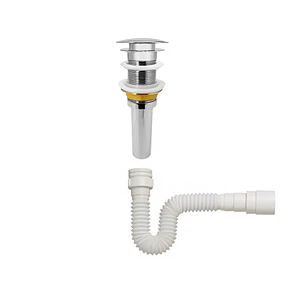 Push Tipo Hongo De Lujo Metalico Sin Rebose + Sifón Pvc