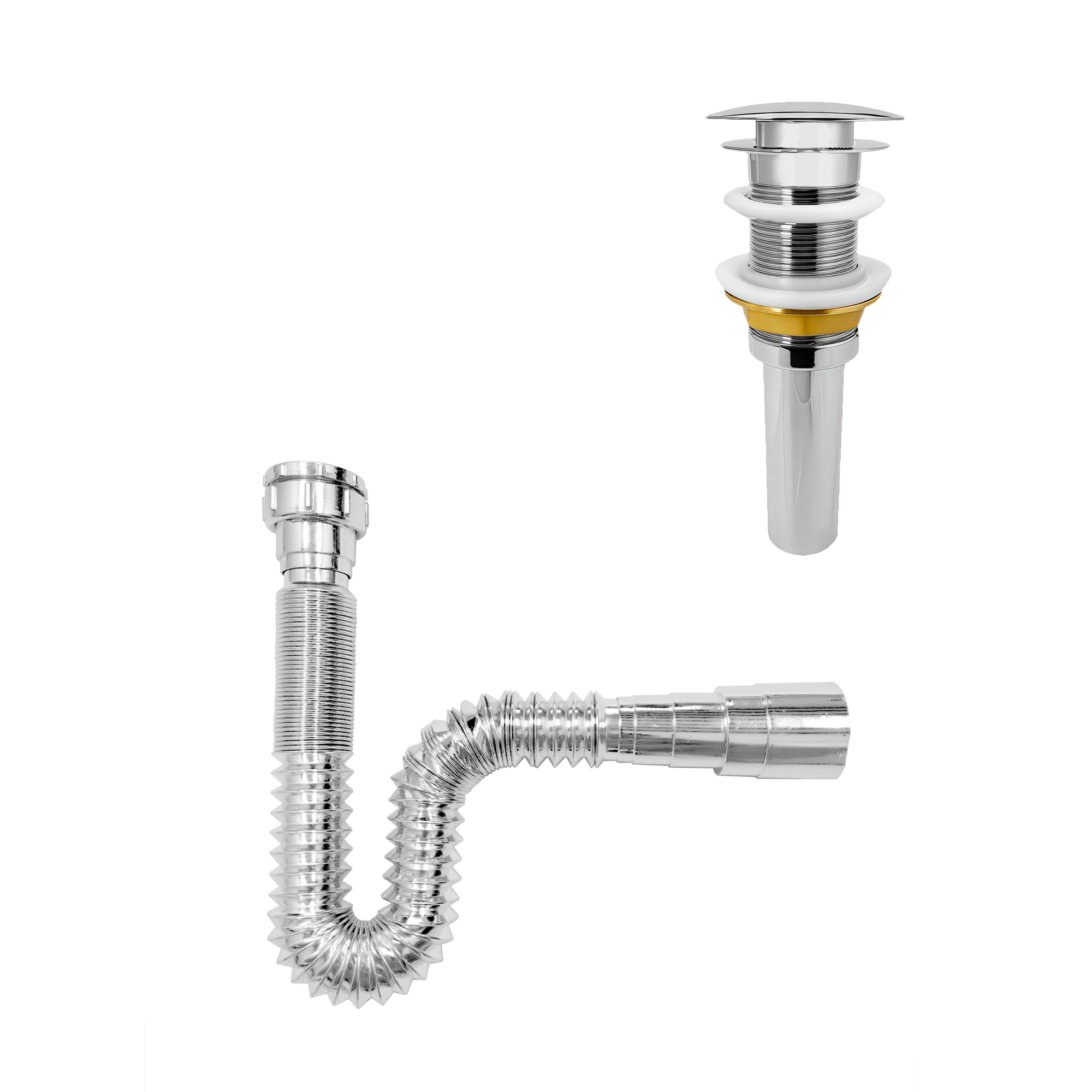 Push +sifón Flexible Cromado Lavamanos