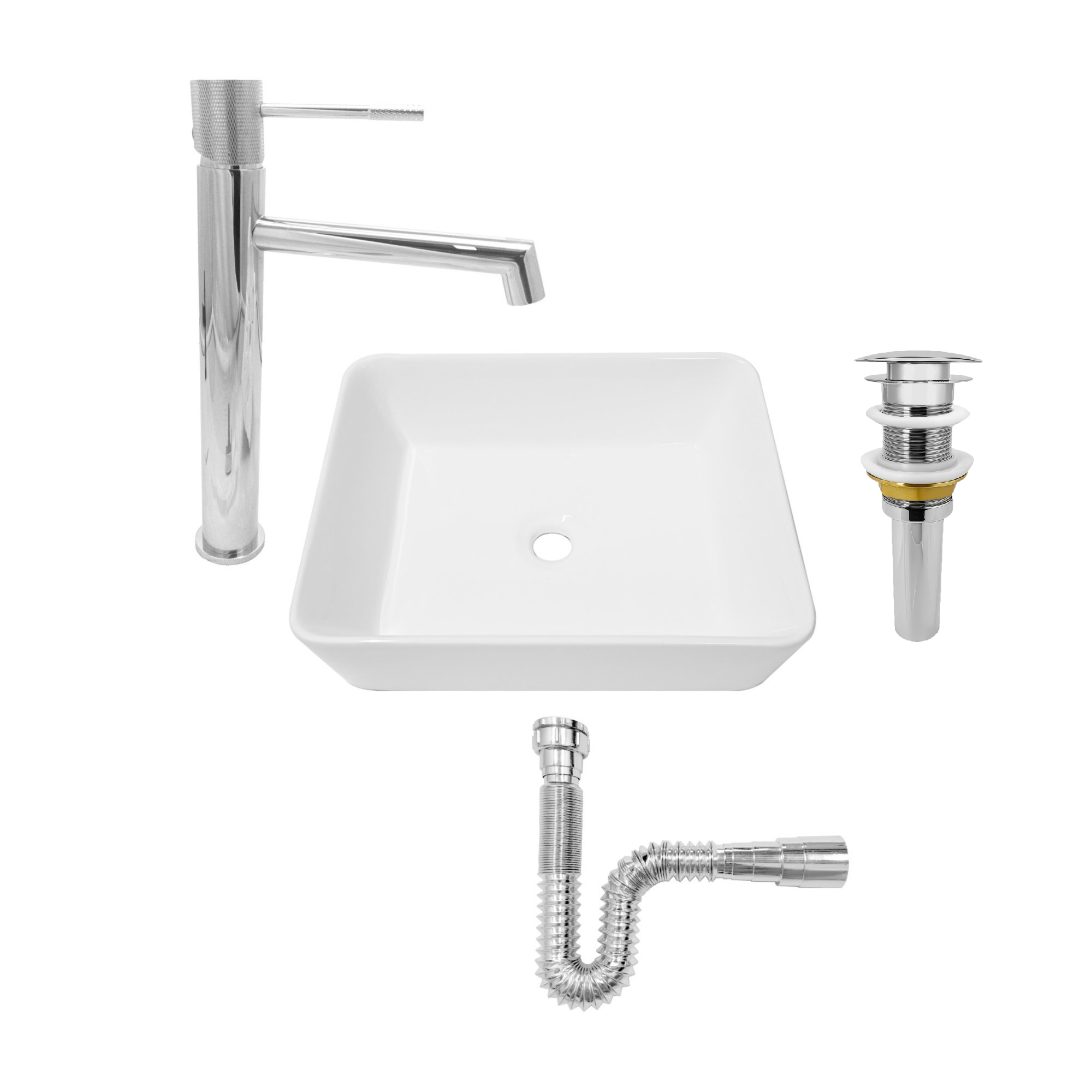Combo Lavamanos Rectangular Griferia Y Accesorios C776