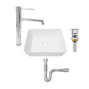 Combo Lavamanos Rectangular Griferia Y Accesorios C776