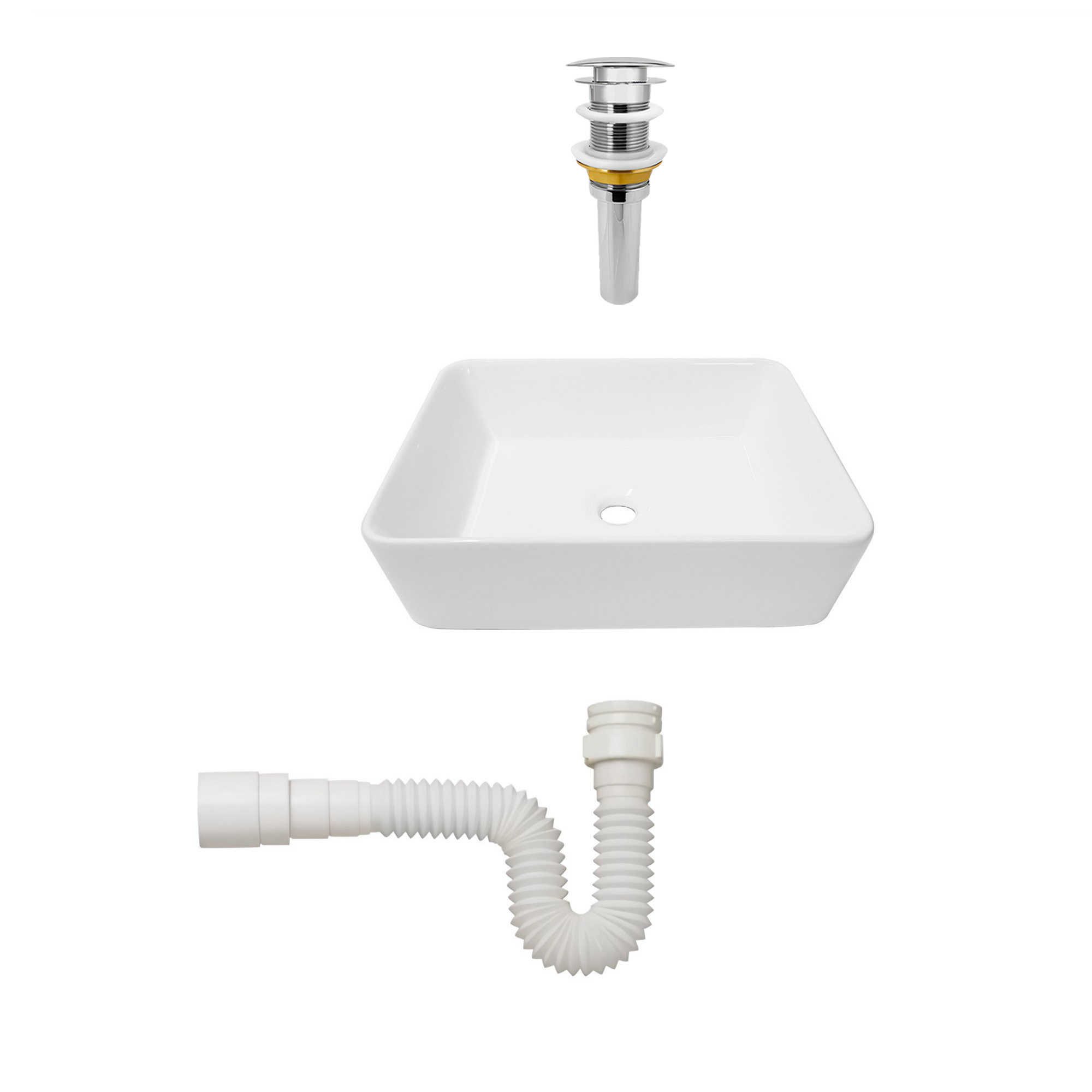 Lavamanos Rectangular + Push + Sifon C102