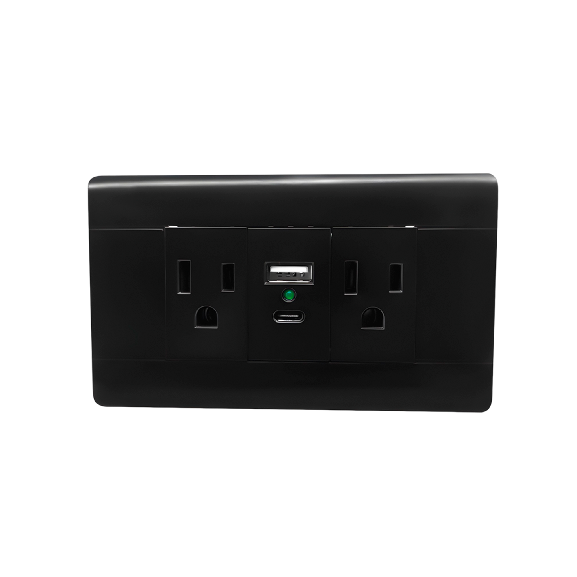 Pack X 5 Unidades Toma + Conector Usb Doble Negro C1355