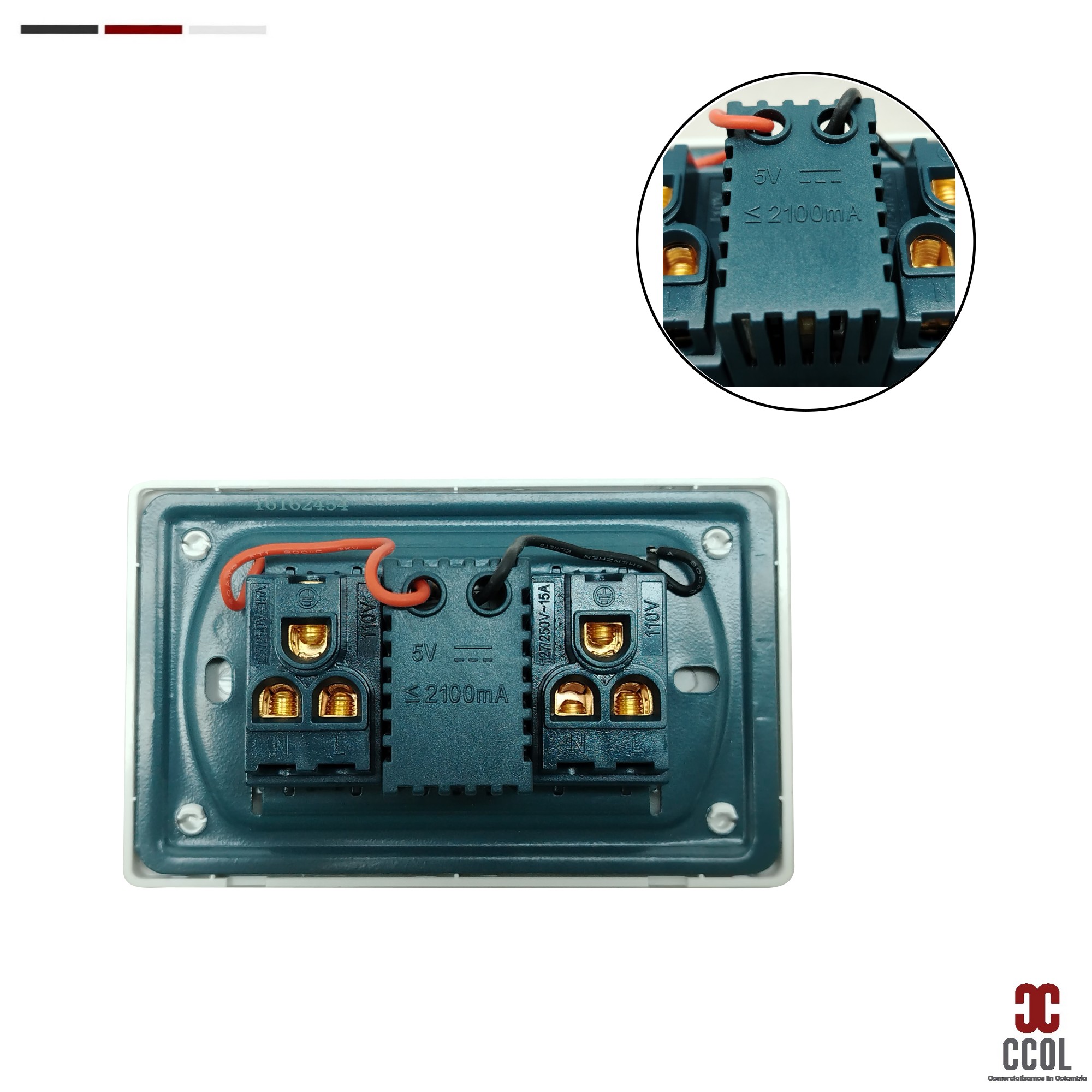 Pack X 10 Unidades Toma + Conector Usb Doble Negro C1356