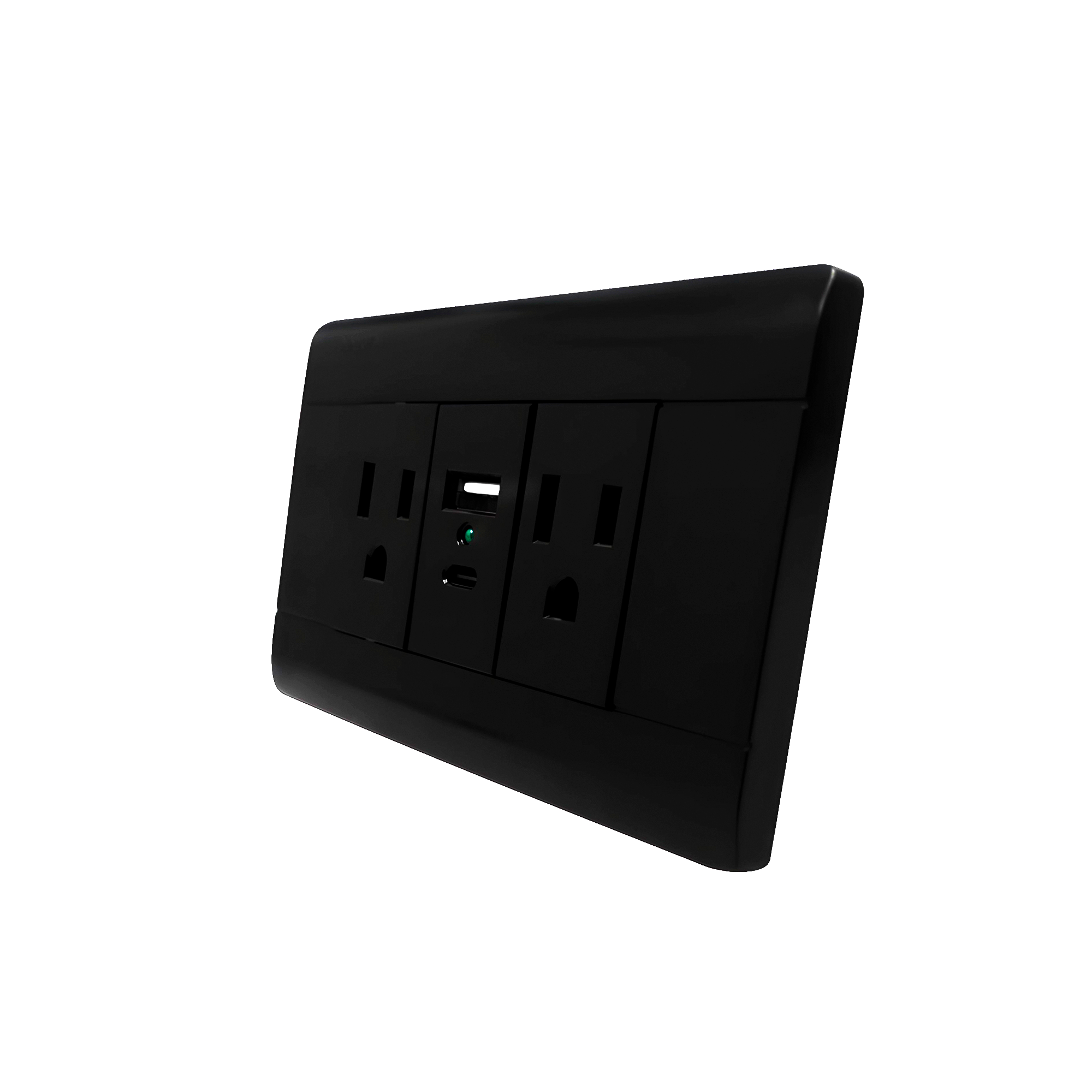 Pack X 5 Unidades Toma + Conector Usb Doble Negro C1355
