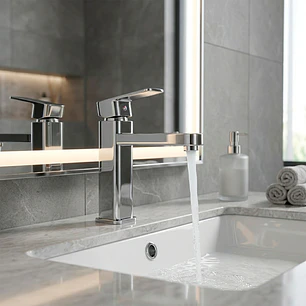 Griferia Mezclador Poste Bajo Cromado Lavamanos D21