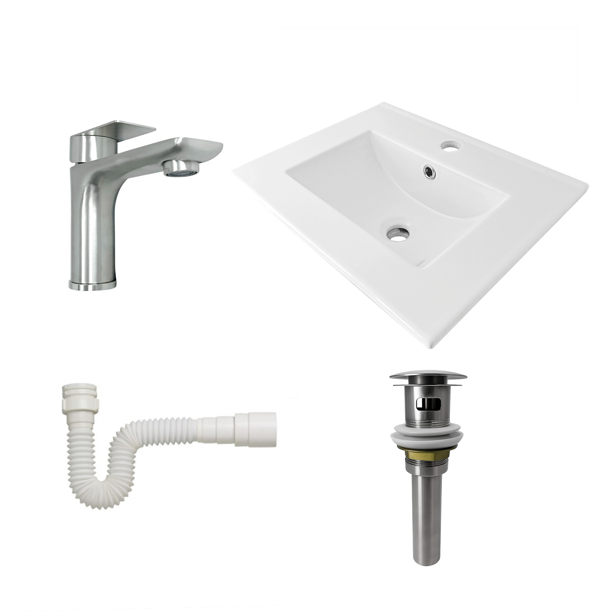 Combo Lavamanos + Grifería Mezclador y Desagüe C1233