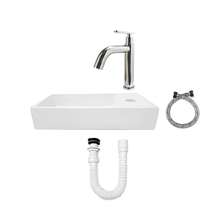 Combo Lavamanos Pequeño Rectangular +grifería Agua Fría C831