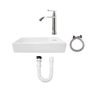 Combo Lavamanos Pequeño Rectangular + Grifería Agua FríaC830
