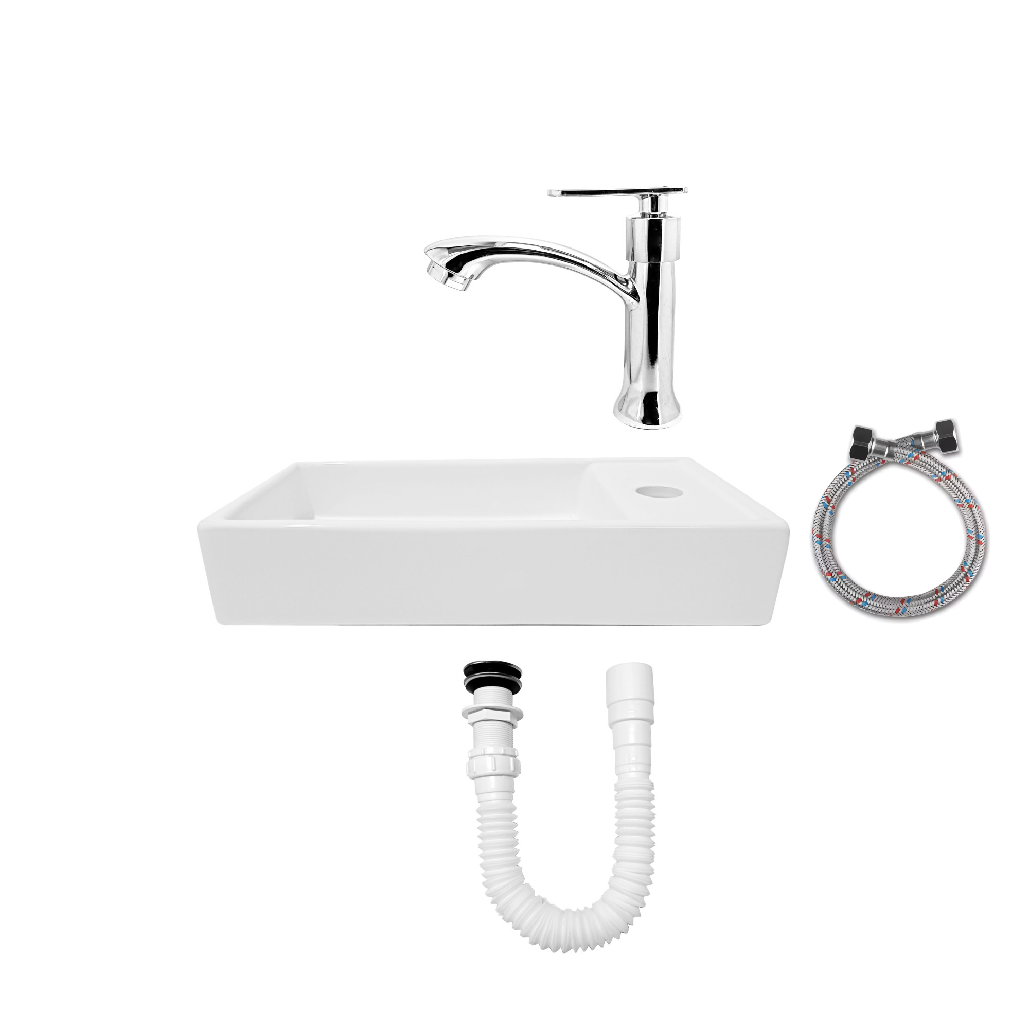 Combo Lavamanos + Grifería Agua Fría + Push Con Sifón C810