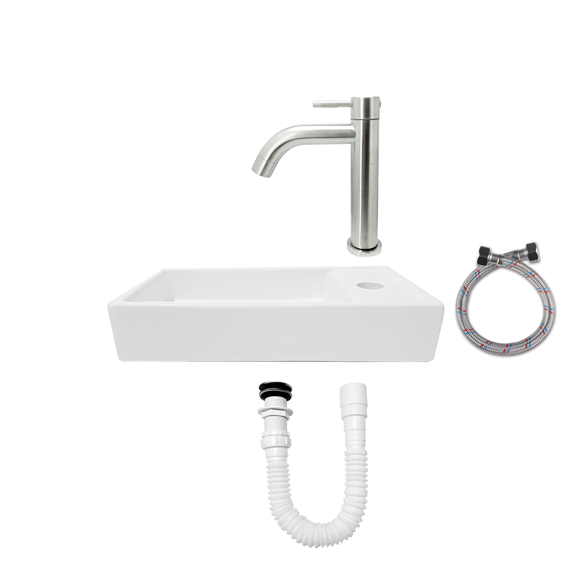 Combo Lavamanos + Grifería Agua Fría + Push Con Sifón C809