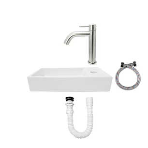 Combo Lavamanos + Grifería Agua Fría + Push Con Sifón C809