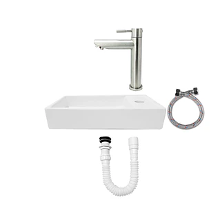 Combo Lavamanos + Grifería Agua Fría + Push Con Sifón C808