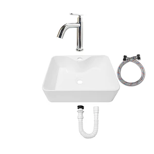 Combo Lavamanos Pequeño Rectangular+ Grifería Agua Fria C731