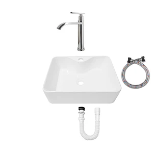 Combo Lavamanos Pequeño Rectangular+ Grifería Agua Fria C730