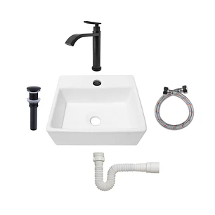 Combo Lavamanos Pequeño Rectangular + Grifería Negra C700