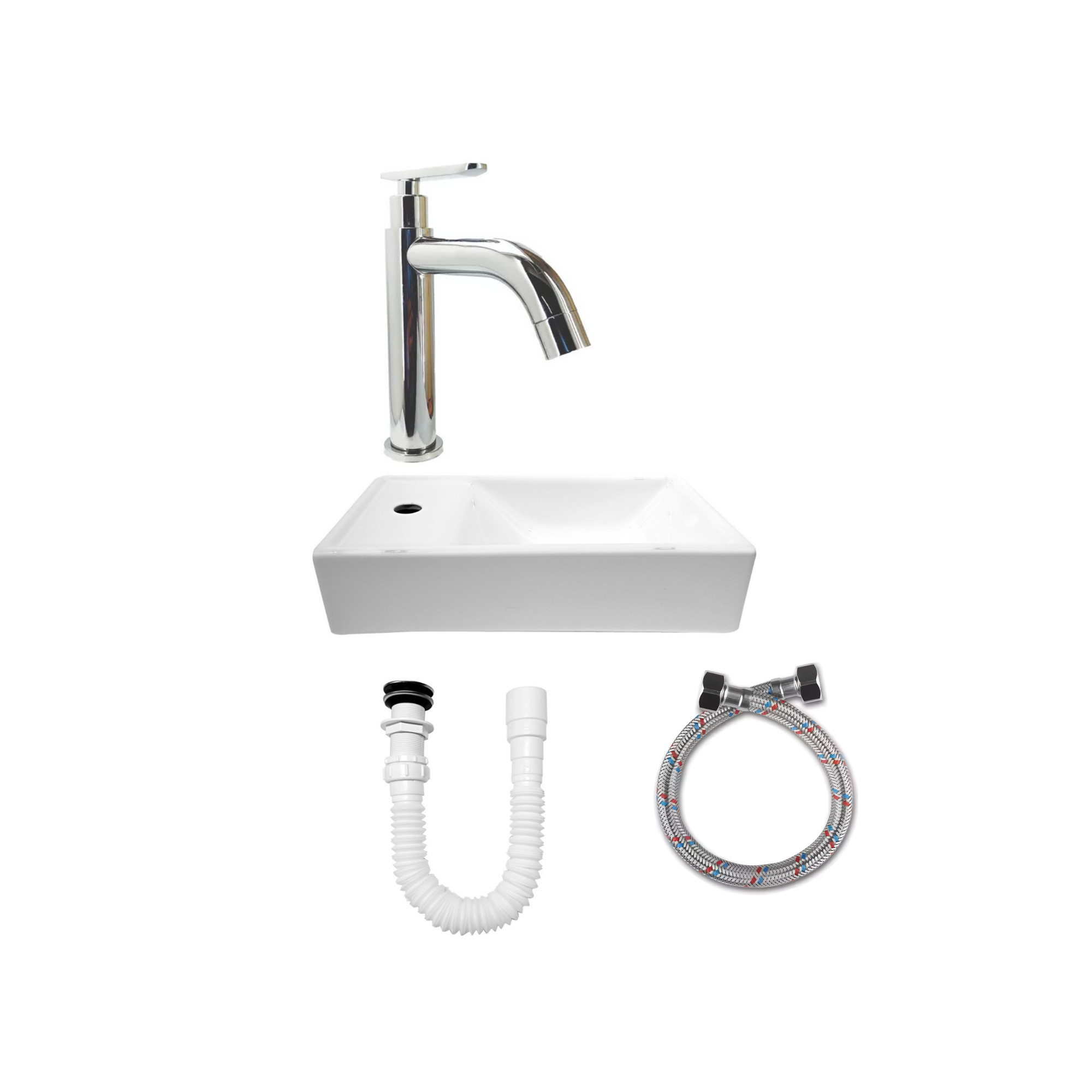 Combo Lavamanos Nappo + Grifería Agua Fria Cromo C687